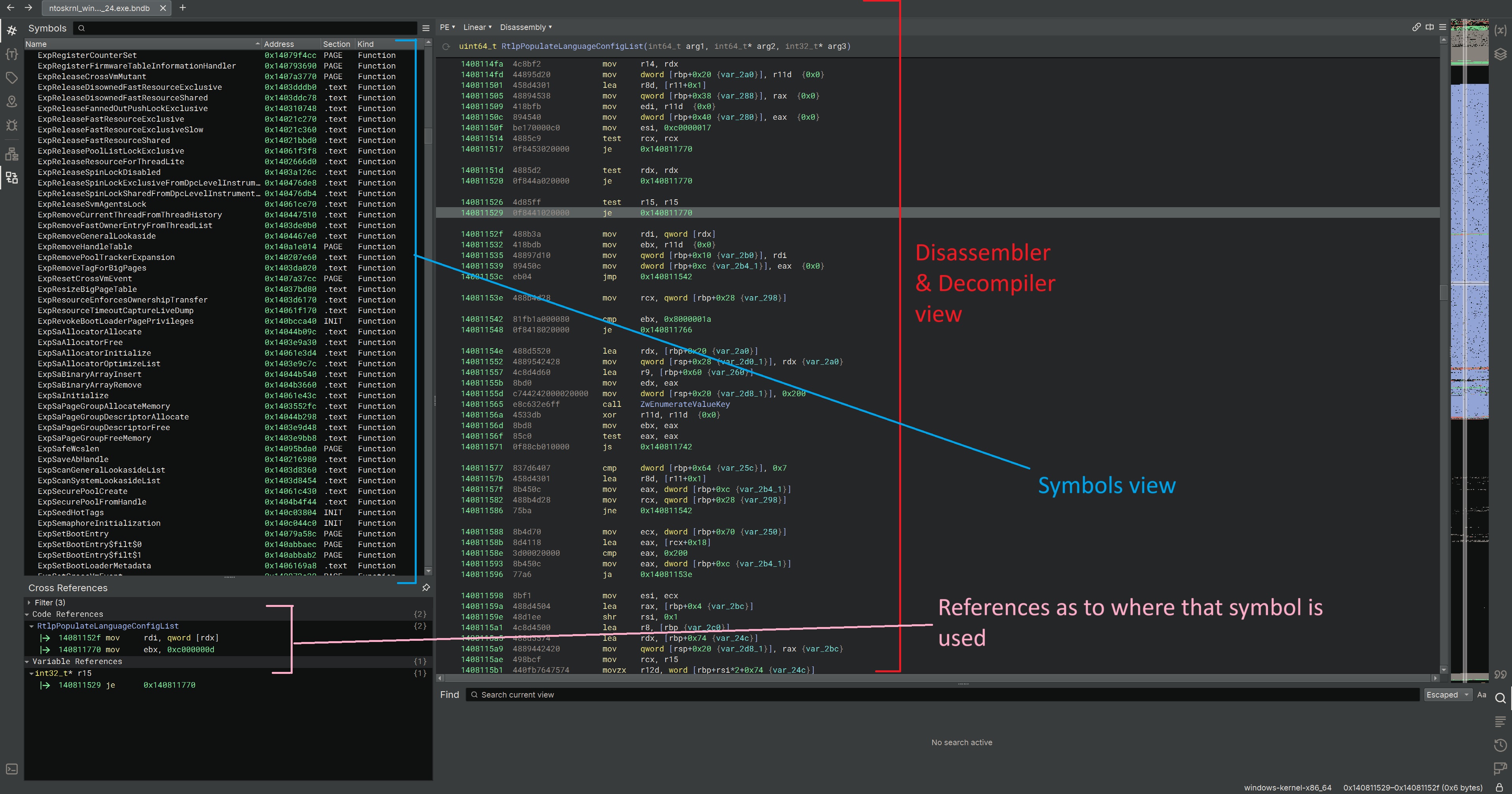 Binary Ninja reverse engineering Windows 11 Kernel