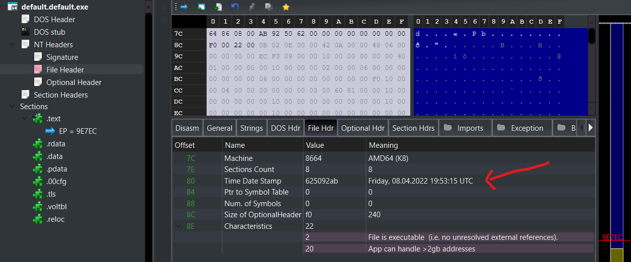 Timestomping the datetime field COFF header windows malware analysis