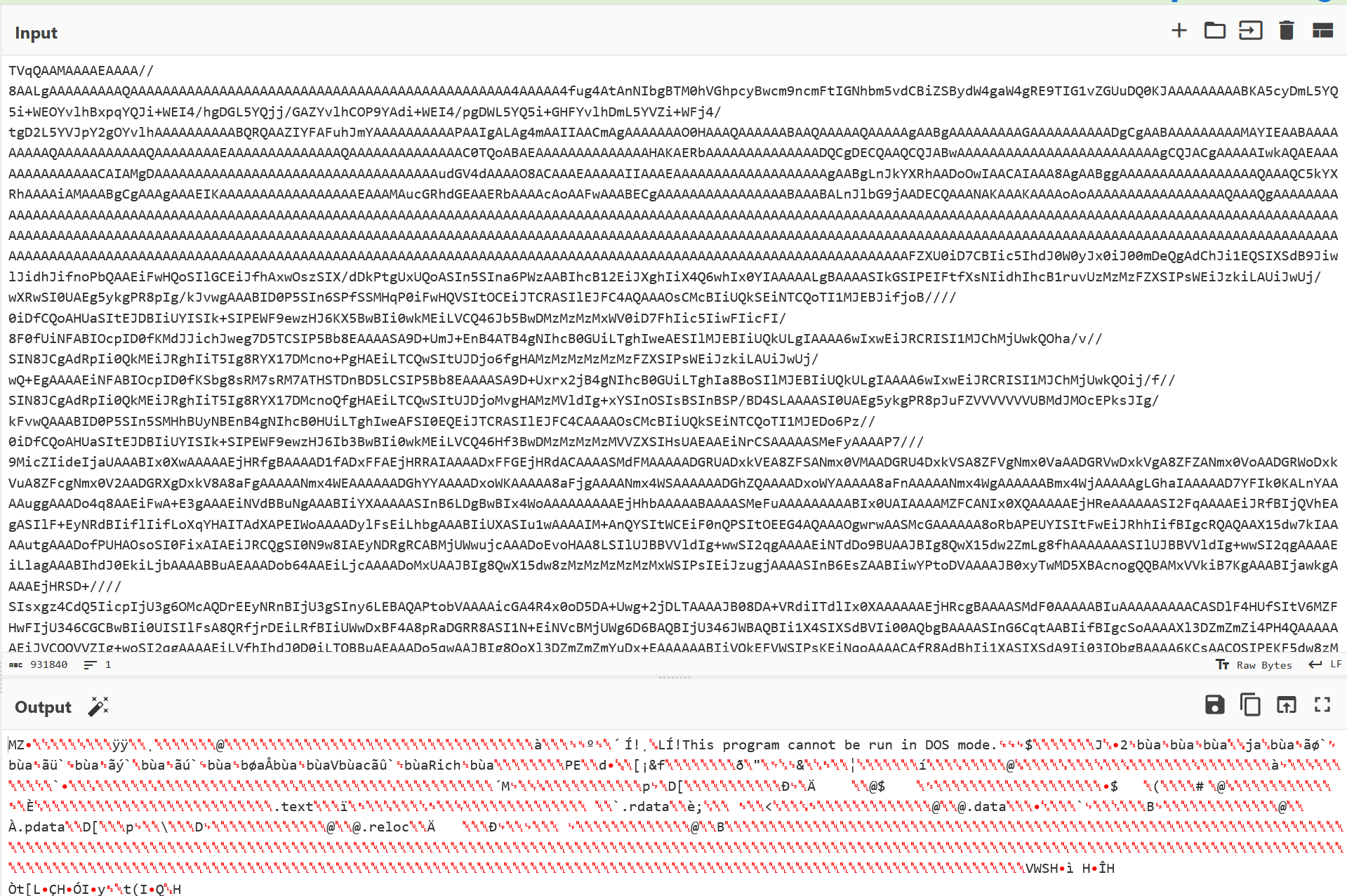 Base 64 hex dump