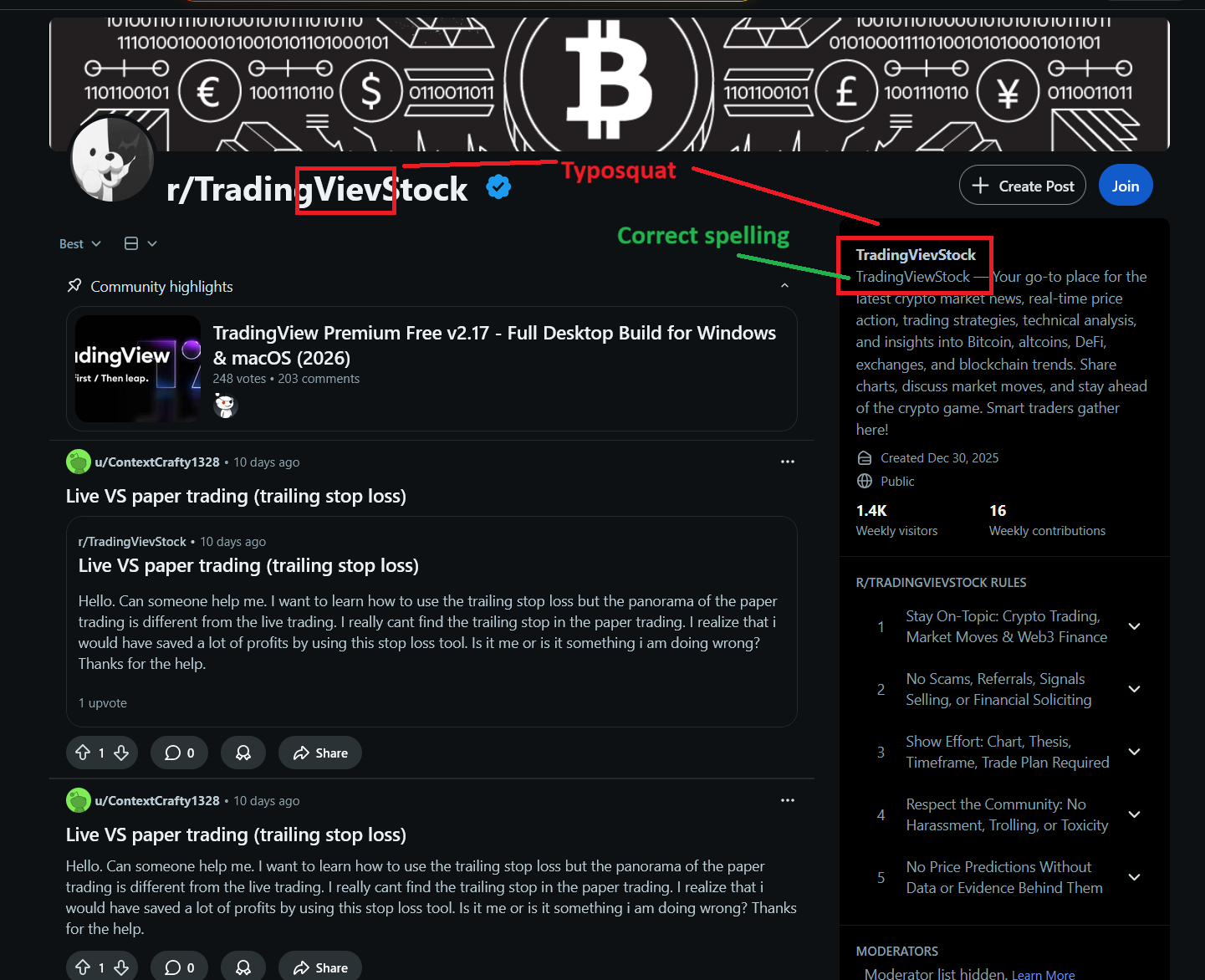 Malware typosquat crypto trading