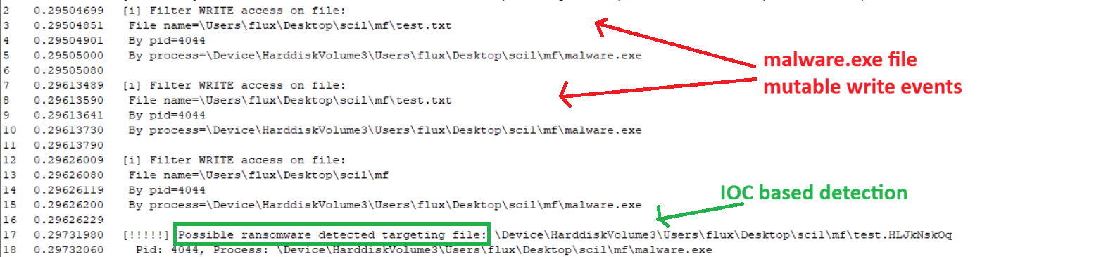 Detecting ransomware file rename Sanctum EDR.