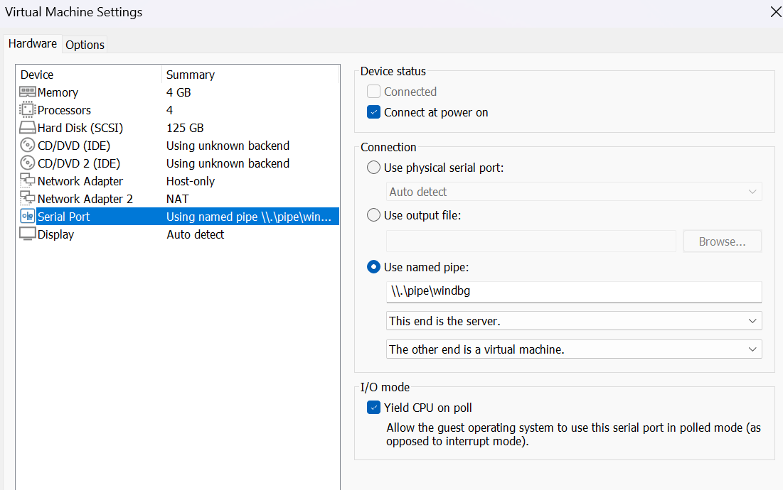 Serial Port settings driver development