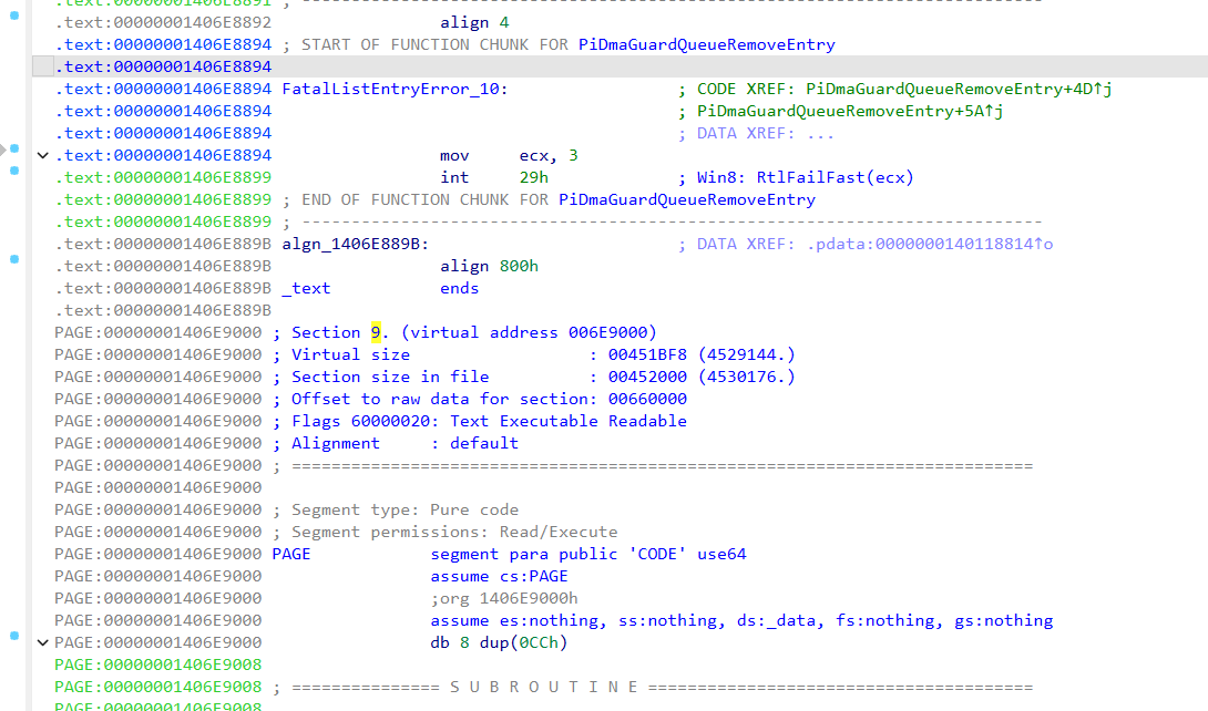ntoskrnl end of text section secure kernel patch guard hyperguard