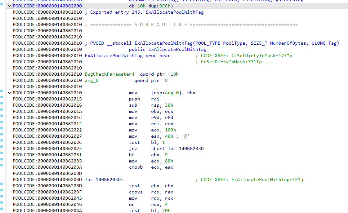 ntoskrnl POOLCODE section