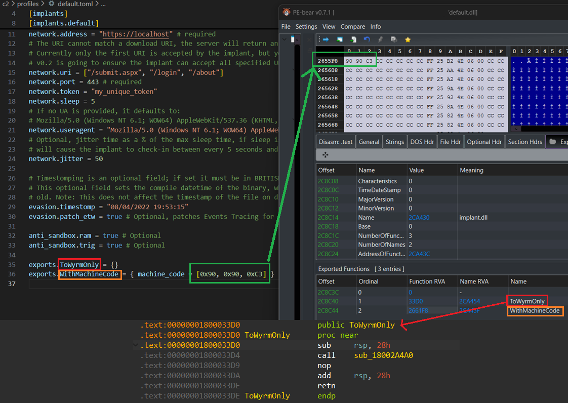 Wyrm C2 DLL Implant Export Rust
